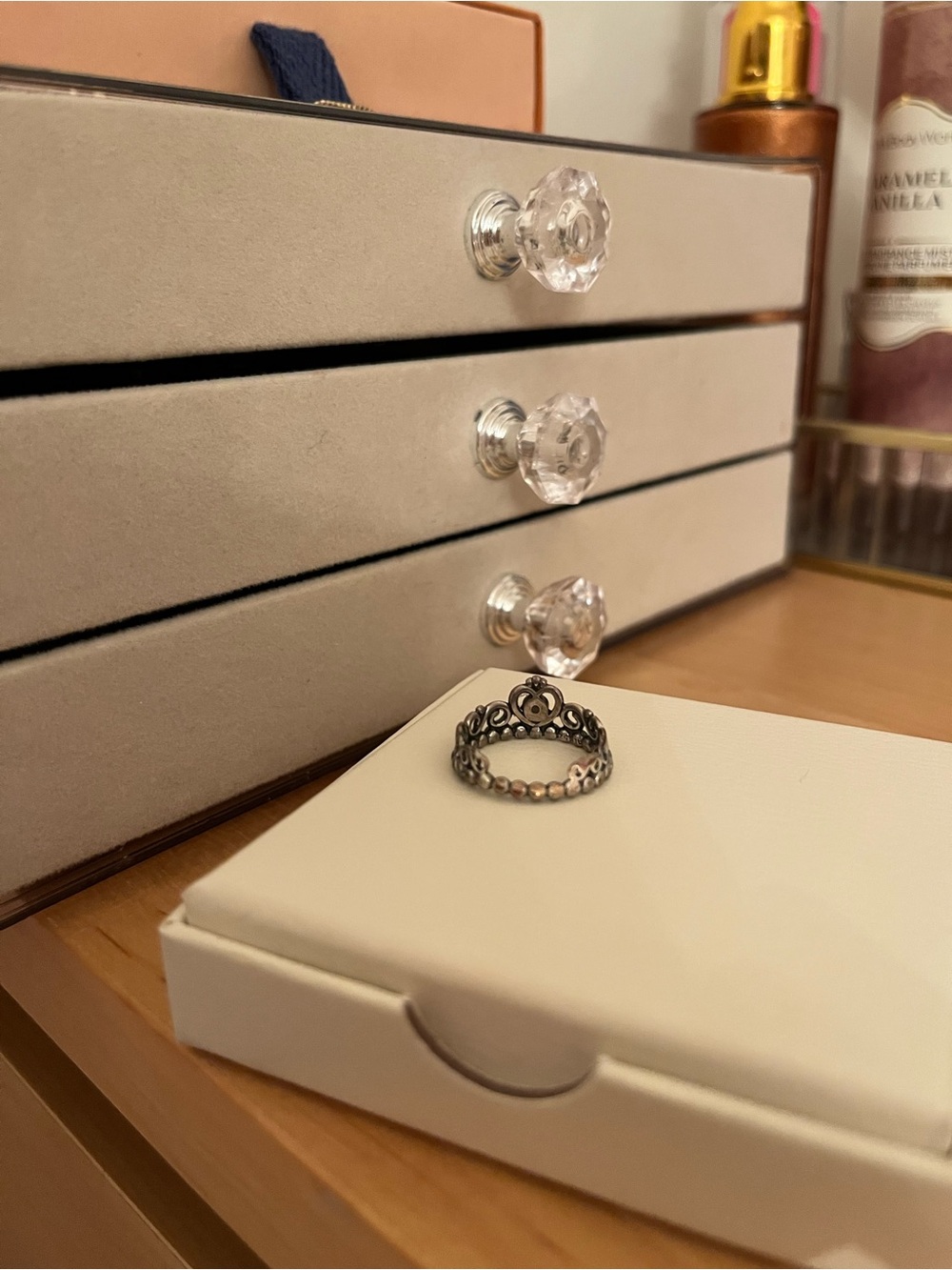 Pandora Crown Princess Ring Sterling Silver Floral Bead Stack Ring - size 7 - Picture 3 of 4